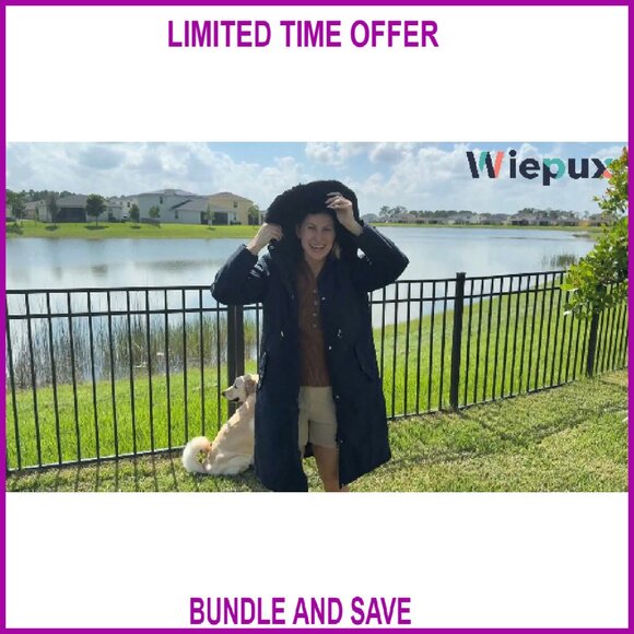 Long Winter Puffer Coat with Detachable Hood, Maxi Length, Windproof - Picture 8 of 8